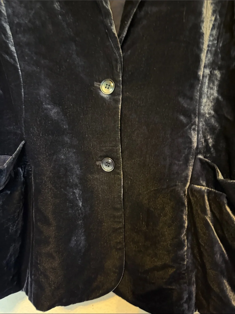 New Coldwater Creek Navy Blue Velvet Blazer 14 - Picture 3 of 6